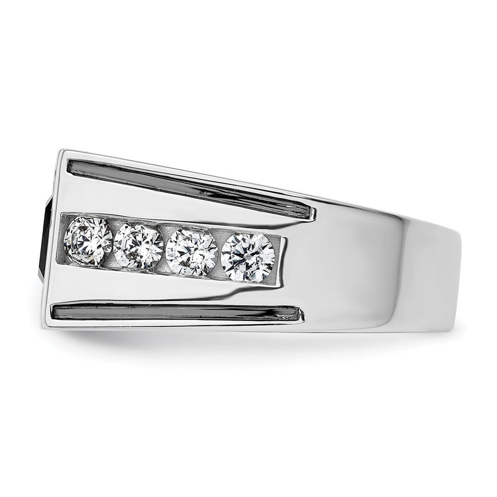 IBGoodman 14k White Gold Black Rhodium 1 1/3 carat Lab Grown Diamond VS/SI+ G+ and Onyx Complete Men's Ring