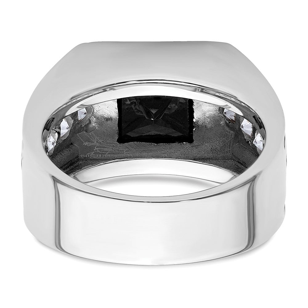 IBGoodman 14k White Gold Black Rhodium 1 1/3 carat Lab Grown Diamond VS/SI+ G+ and Onyx Complete Men's Ring