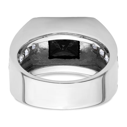 IBGoodman 14k White Gold Black Rhodium 1 1/3 carat Lab Grown Diamond VS/SI+ G+ and Onyx Complete Men's Ring