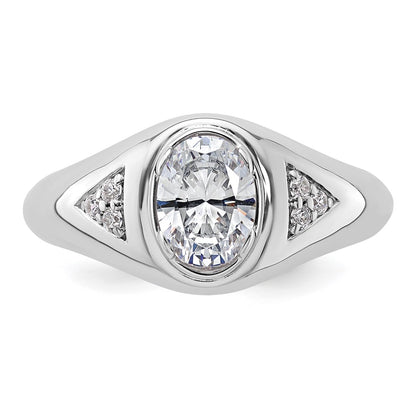 IBGoodman 14k White Gold 1/10 carat Lab Grown Diamond 1 carat Oval Center Semi Mount Men's Ring