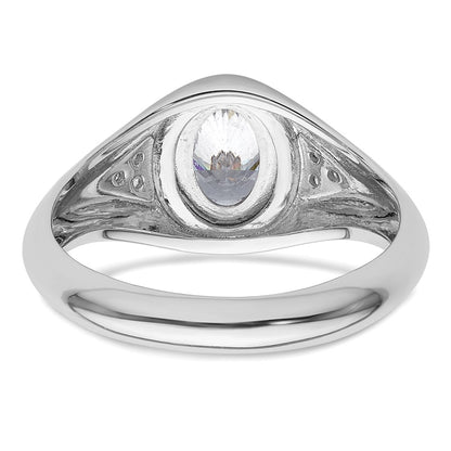 IBGoodman 14k White Gold 1/10 carat Lab Grown Diamond 1 carat Oval Center Semi Mount Men's Ring