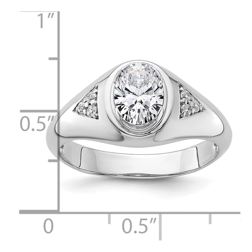IBGoodman 14k White Gold 1/10 carat Lab Grown Diamond 1 carat Oval Center Semi Mount Men's Ring
