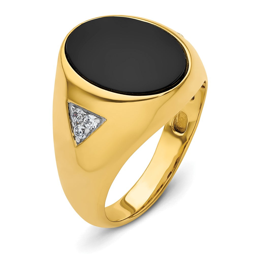 IBGoodman 14k 1/6 carat Lab Grown Diamond VS/SI+ G+ and Onyx Complete Men's Ring
