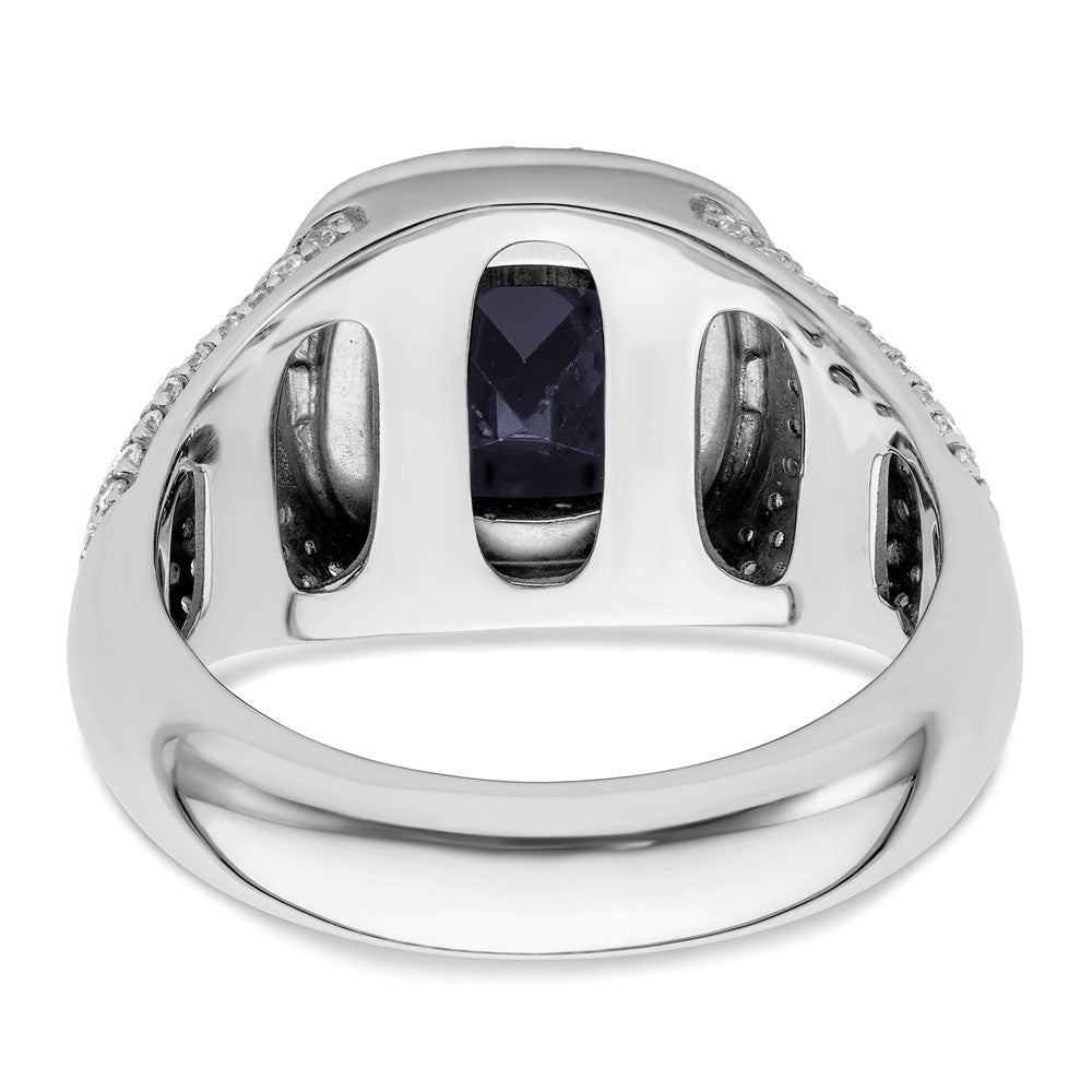 IBGoodman 14k White Gold 1 carat Lab Grown Diamond VS/SI+ G+ and Created Blue Sapphire Complete Men