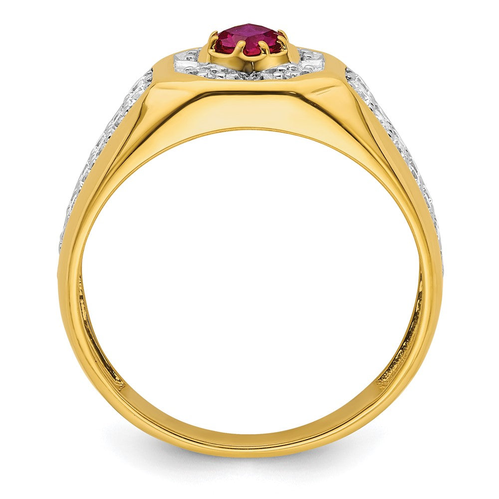 IBGoodman 14k 5/8 carat Lab Grown Diamond VS/SI+ G+ and Created Ruby Complete Men's Ring