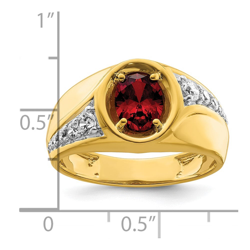 IBGoodman 14k 3/8 carat Lab Grown Diamond VS/SI+ G+ and Created Ruby Complete Men's Ring