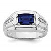 IBGoodman 14k White Gold 1/4 carat Lab Grown Diamond VS/SI+ G+ and Lab Created Blue Sapphire Complete Men's Ring