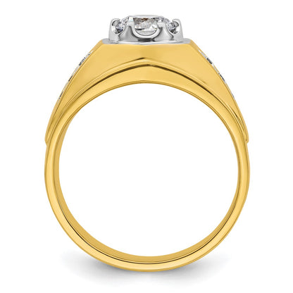IBGoodman 14k Two Tone 1/5 carat Lab Grown Diamond VS/SI+ G+ 1 carat Center Round Semi Mount Polished and Satin Men's Ring
