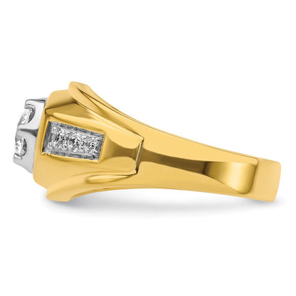 IBGoodman 14k Two Tone 1/5 carat Lab Grown Diamond VS/SI+ G+ 1 carat Center Round Semi Mount Polished and Satin Men's Ring