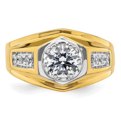 IBGoodman 14k Two Tone 1/5 carat Lab Grown Diamond VS/SI+ G+ 1 carat Center Round Semi Mount Polished and Satin Men's Ring