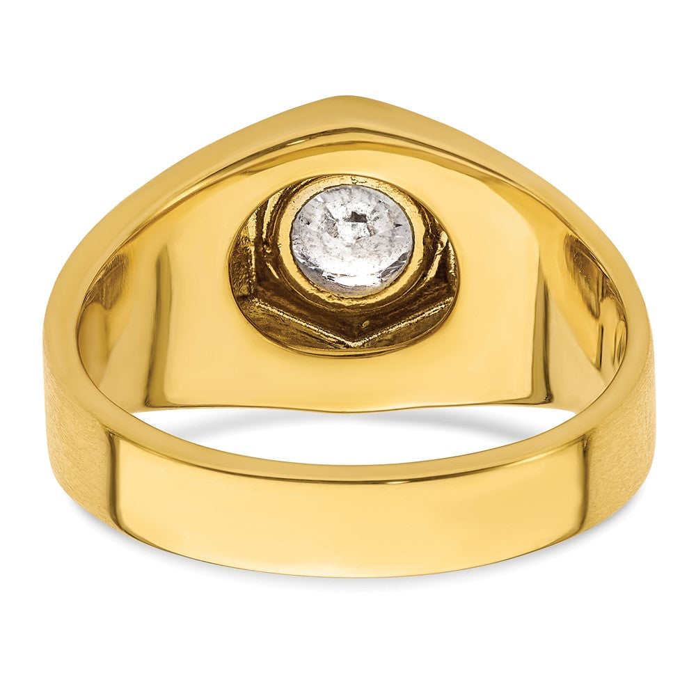 IBGoodman 14k Two Tone 1/5 carat Lab Grown Diamond VS/SI+ G+ 1 carat Center Round Semi Mount Polished and Satin Men's Ring