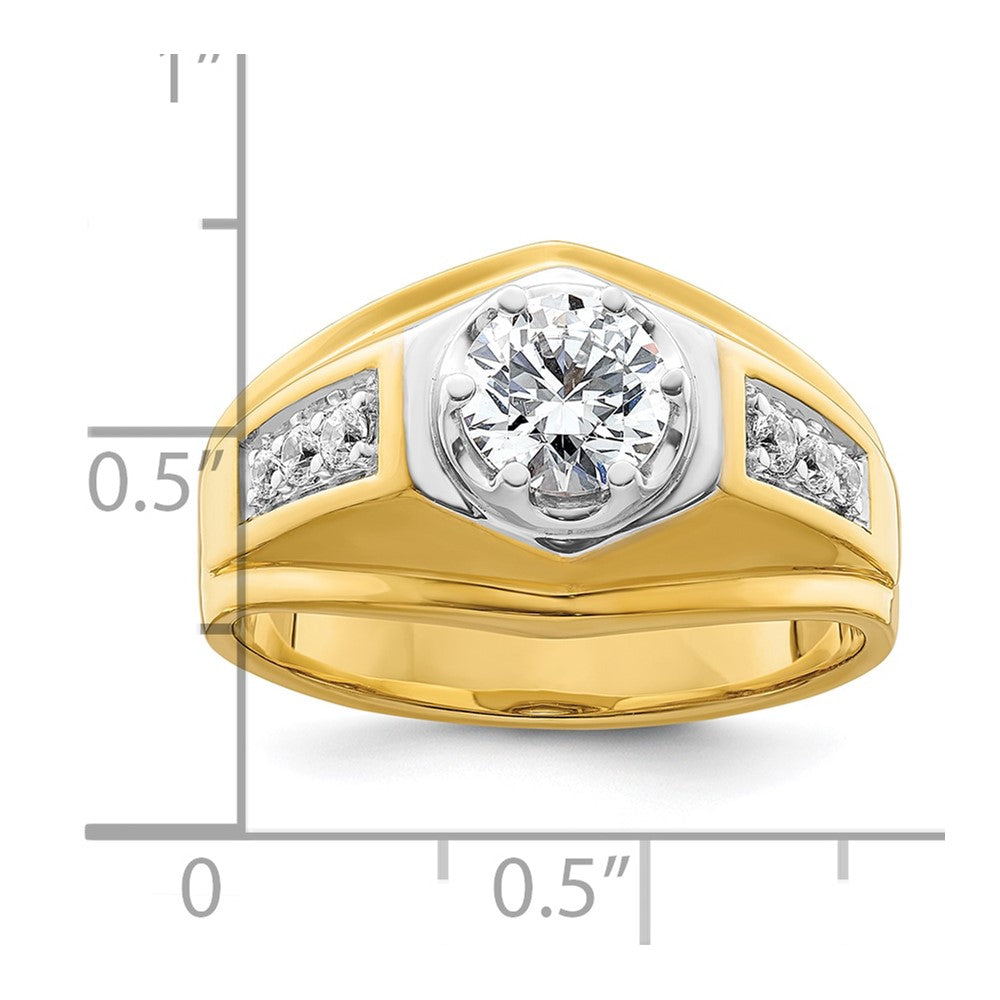 IBGoodman 14k Two Tone 1/5 carat Lab Grown Diamond VS/SI+ G+ 1 carat Center Round Semi Mount Polished and Satin Men's Ring