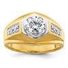 IBGoodman 14k Two Tone 1/5 carat Lab Grown Diamond VS/SI+ G+ 1 carat Center Round Semi Mount Polished and Satin Men's Ring