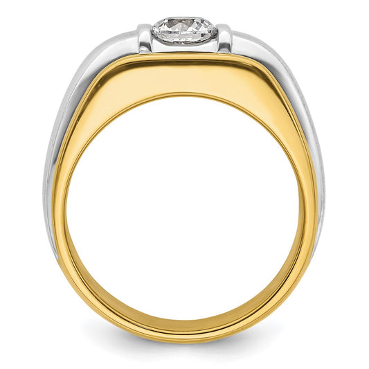 IBGoodman 14k Two-tone 3/4 carat Lab Grown Diamond VS/SI+ G+ Complete Polished and Satin Men's Ring