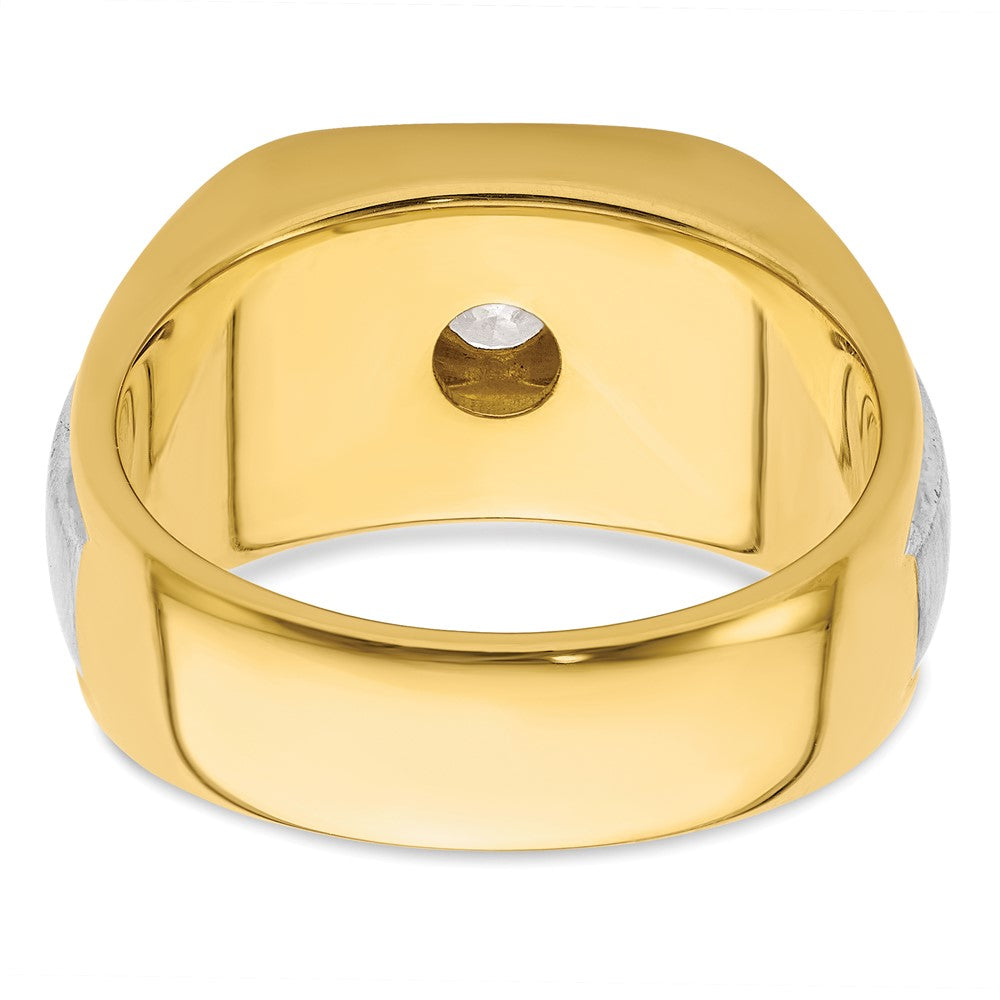 IBGoodman 14k Two-tone 3/4 carat Lab Grown Diamond VS/SI+ G+ Complete Polished and Satin Men's Ring
