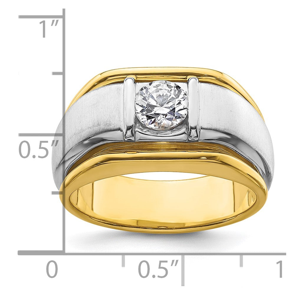 IBGoodman 14k Two-tone 3/4 carat Lab Grown Diamond VS/SI+ G+ Complete Polished and Satin Men's Ring