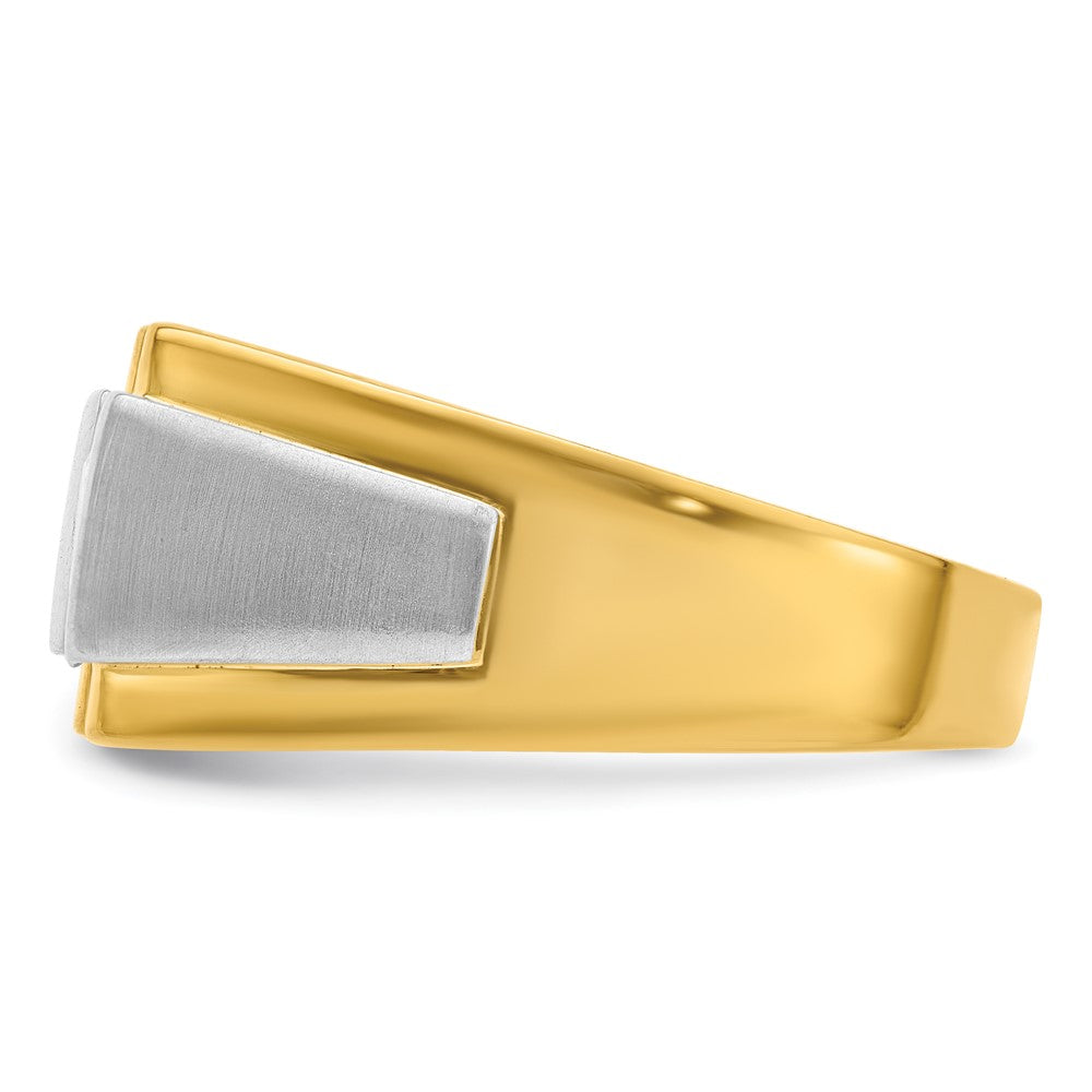 IBGoodman 14k Two-Tone 1 carat Lab Grown Diamond VS/SI+ G+ Complete Polished and Satin Men's Ring