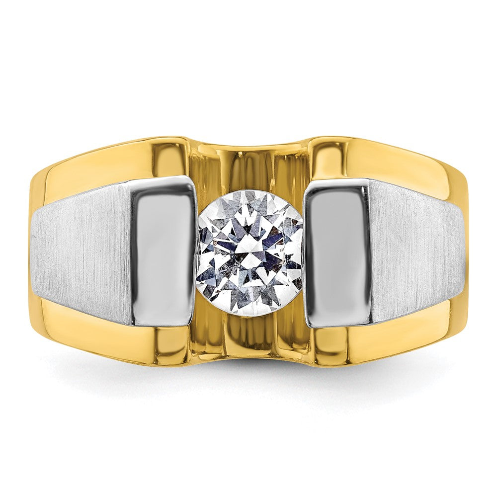 IBGoodman 14k Two-Tone 1 carat Lab Grown Diamond VS/SI+ G+ Complete Polished and Satin Men's Ring