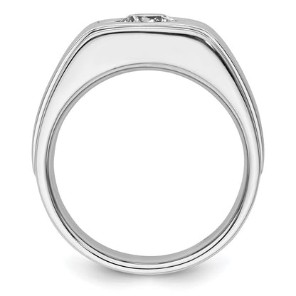 IBGoodman 14k White Gold with Black Rhodium 1 carat Lab Grown Diamond VS/SI+ G+ Complete Satin Men's Ring