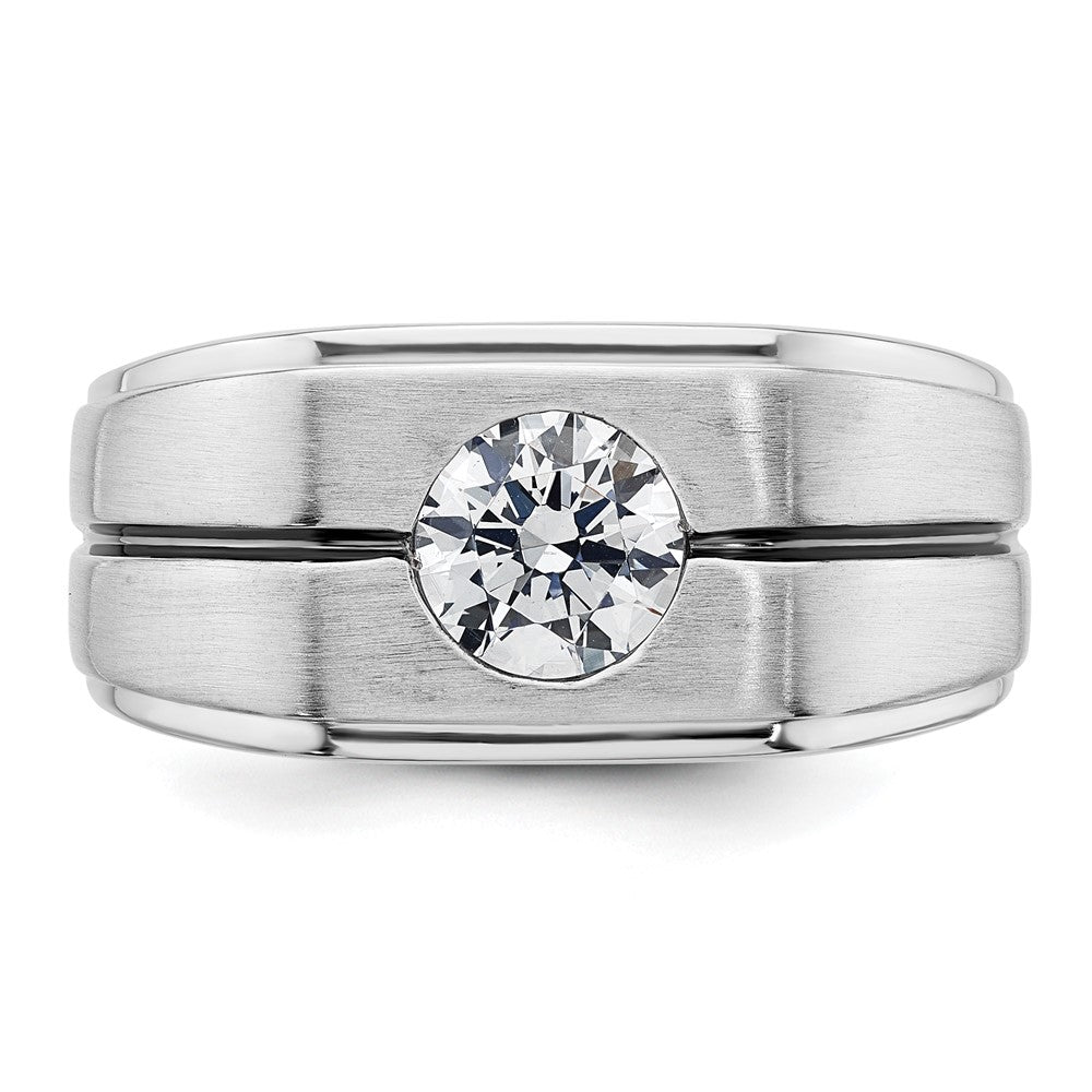 IBGoodman 14k White Gold with Black Rhodium 1 carat Lab Grown Diamond VS/SI+ G+ Complete Satin Men's Ring