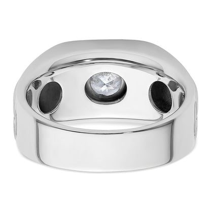 IBGoodman 14k White Gold with Black Rhodium 1 carat Lab Grown Diamond VS/SI+ G+ Complete Satin Men's Ring