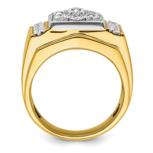 IBGoodman 14k Two Tone 1 3/4 carat Lab Grown Diamond VS/SI+ G+ Complete Men's Polished and Satin Cluster Ring