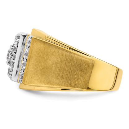 IBGoodman 14k Two Tone 1 3/4 carat Lab Grown Diamond VS/SI+ G+ Complete Men's Polished and Satin Cluster Ring