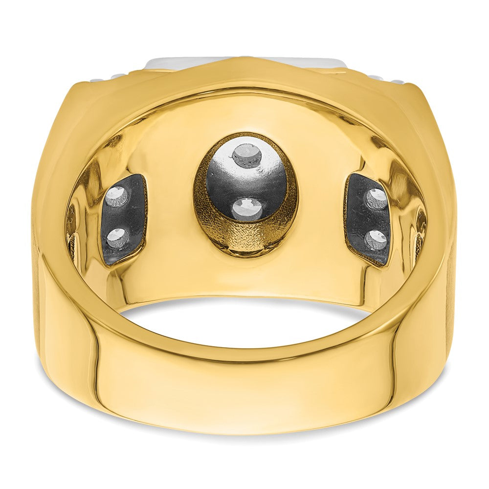 IBGoodman 14k Two Tone 1 3/4 carat Lab Grown Diamond VS/SI+ G+ Complete Men's Polished and Satin Cluster Ring