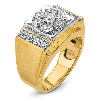 IBGoodman 14k Two Tone 1 3/4 carat Lab Grown Diamond VS/SI+ G+ Complete Men's Polished and Satin Cluster Ring