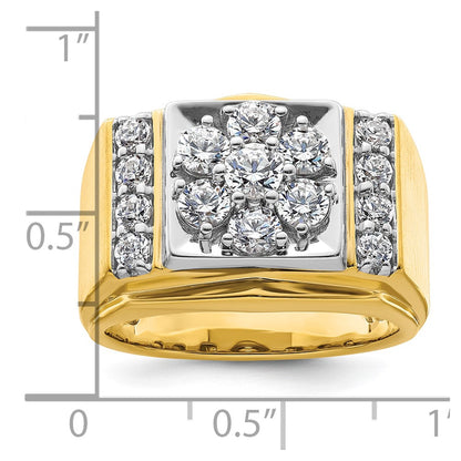 IBGoodman 14k Two Tone 1 3/4 carat Lab Grown Diamond VS/SI+ G+ Complete Men's Polished and Satin Cluster Ring