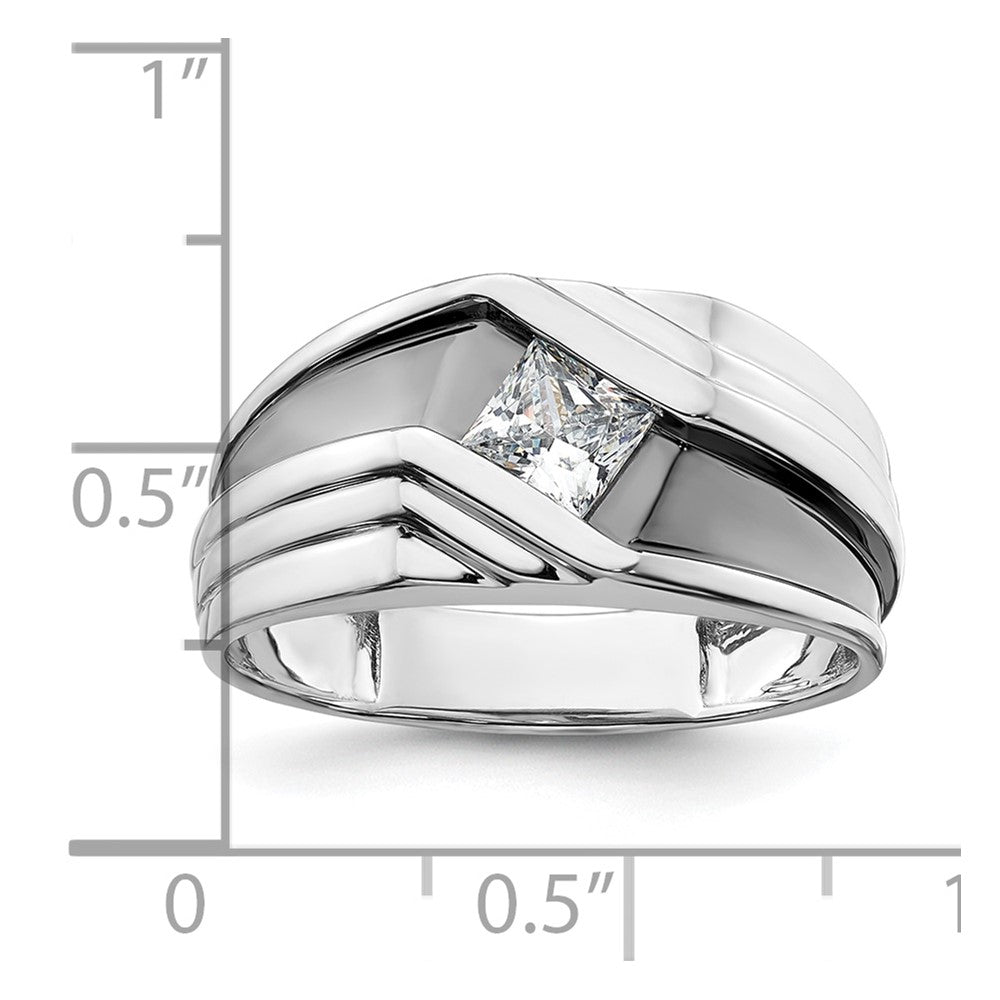 IBGoodman 14k White Gold with Black Rhodium 1/2 carat Lab Grown Diamond VS/SI+ G+ Complete Satin Men's Ring