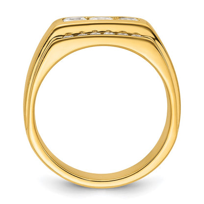 IBGoodman 14k 1 1/8 carat Lab Grown Diamond VS/SI+ G+ Complete Polished and Satin Men's Ring