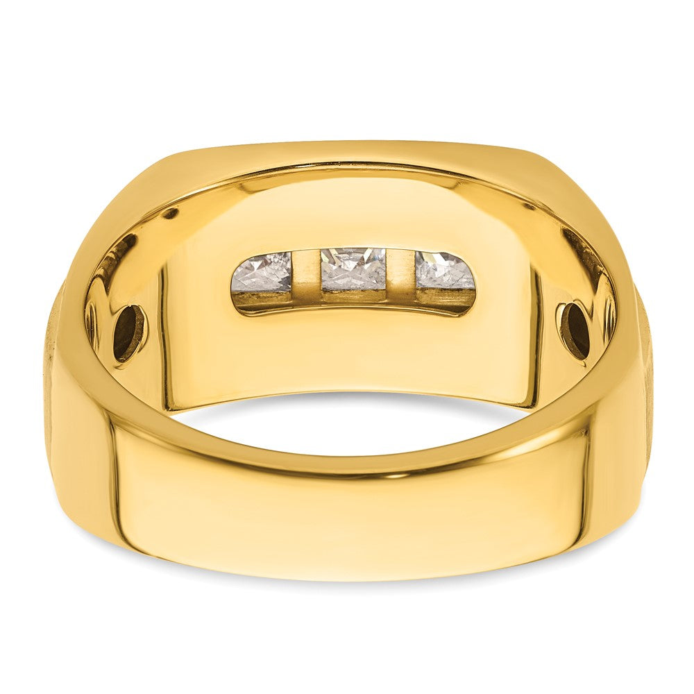 IBGoodman 14k 1 1/8 carat Lab Grown Diamond VS/SI+ G+ Complete Polished and Satin Men's Ring