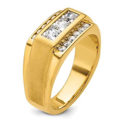 IBGoodman 14k 1 1/8 carat Lab Grown Diamond VS/SI+ G+ Complete Polished and Satin Men's Ring