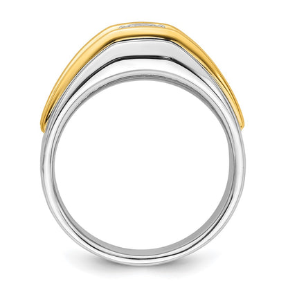 IBGoodman 14k Two-tone 1/2 carat Lab Grown Diamond VS/SI+ G+ Three Stone Complete Men's Ring
