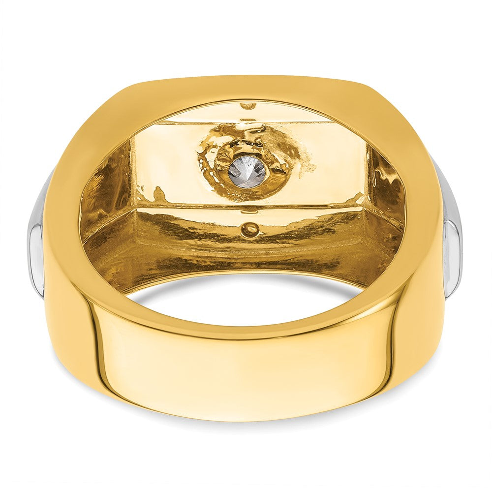 IBGoodman 14k Two-tone 1 carat Lab Grown Diamond VS/SI+ G+ Complete Polished and Satin Men's Ring