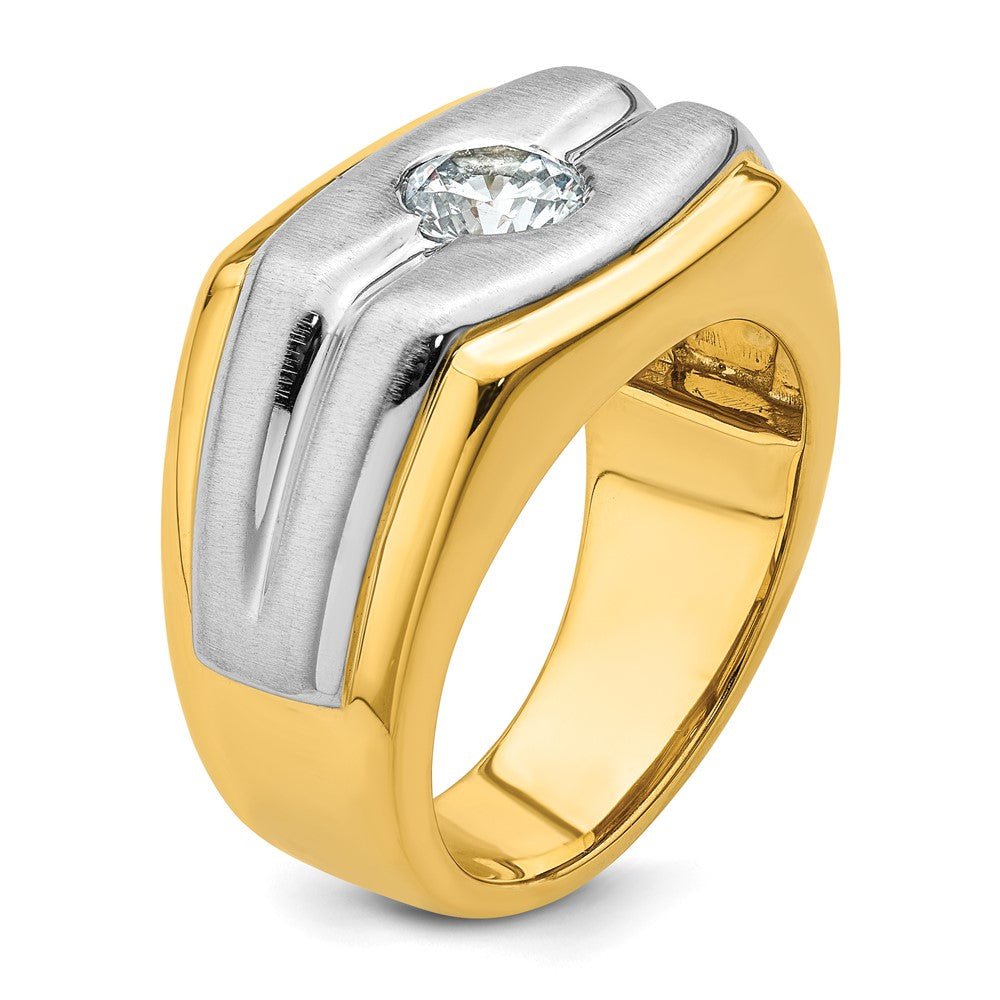 IBGoodman 14k Two-tone 1 carat Lab Grown Diamond VS/SI+ G+ Complete Polished and Satin Men's Ring