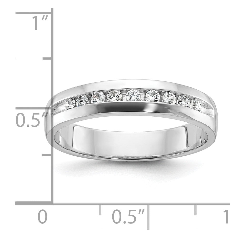 IBGoodman 14k White Gold Men's Polished 9-Stone 1/4 Carat AA Quality Diamond Ring