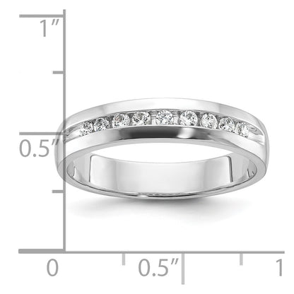 IBGoodman 14k White Gold Men's Polished 9-Stone 1/4 Carat AA Quality Diamond Ring