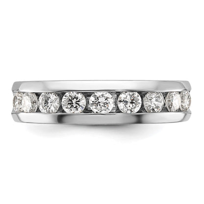 IBGoodman 14k White Gold Men's Polished 9-Stone 1 Carat AA Quality Diamond Ring