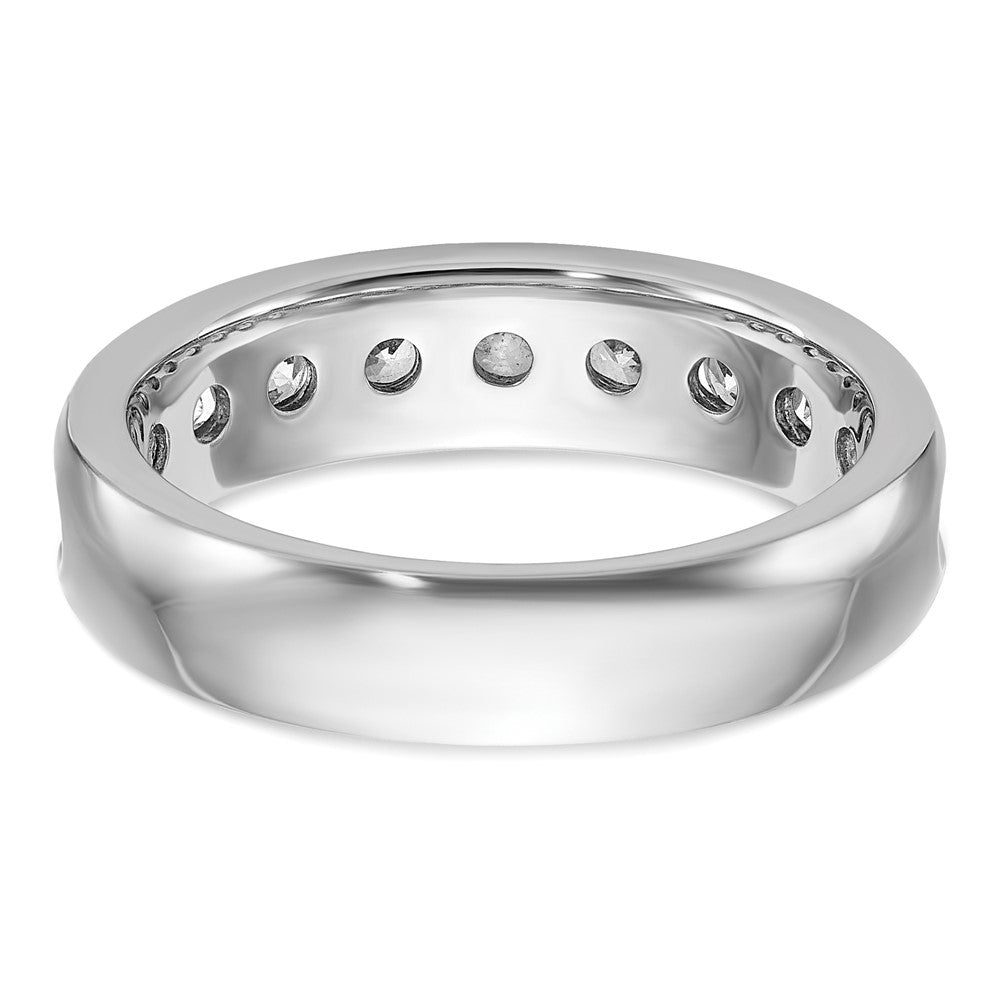 IBGoodman 14k White Gold Men's Polished 9-Stone 1 Carat AA Quality Diamond Ring