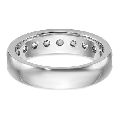 IBGoodman 14k White Gold Men's Polished 9-Stone 1 Carat AA Quality Diamond Ring