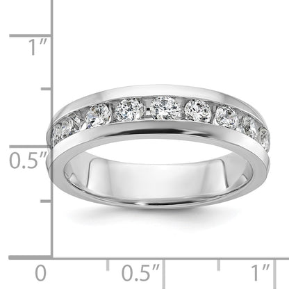 IBGoodman 14k White Gold Men's Polished 9-Stone 1 Carat AA Quality Diamond Ring