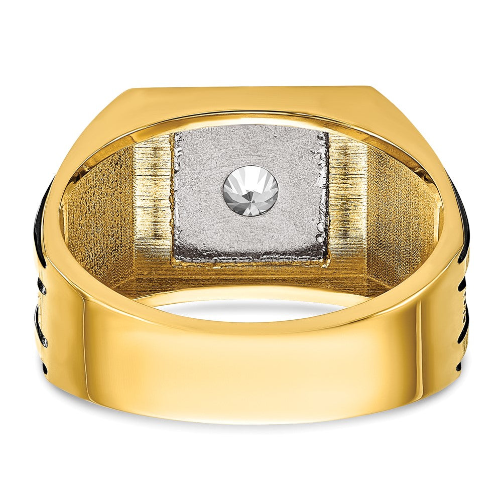 IBGoodman 14k Two Tone with Black Rhodium 1 carat Lab Grown Diamond VS/SI+ G+ Complete Polished and Satin Men's Ring