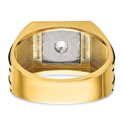IBGoodman 14k Two Tone with Black Rhodium 1 carat Lab Grown Diamond VS/SI+ G+ Complete Polished and Satin Men's Ring