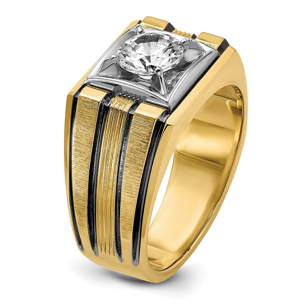 IBGoodman 14k Two Tone with Black Rhodium 1 carat Lab Grown Diamond VS/SI+ G+ Complete Polished and Satin Men's Ring