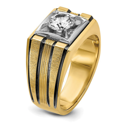 IBGoodman 14k Two Tone with Black Rhodium 1 carat Lab Grown Diamond VS/SI+ G+ Complete Polished and Satin Men's Ring