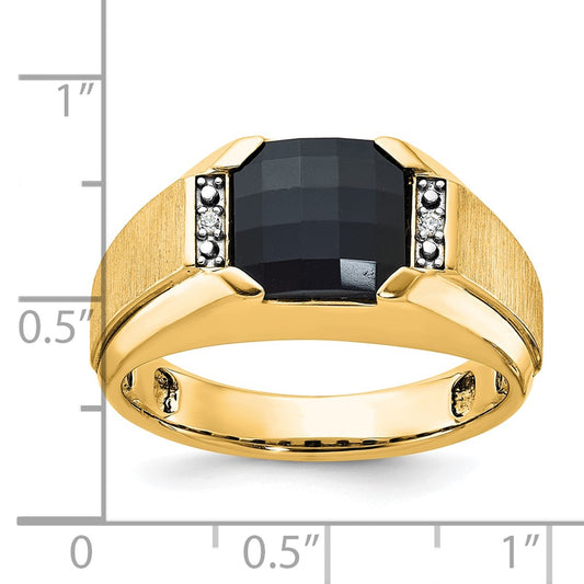 IB Goodman 10k Mens Polished/Satin Holds 9mm Octagon Gemstone and 2-1.3mm Diamonds Ring Mounting