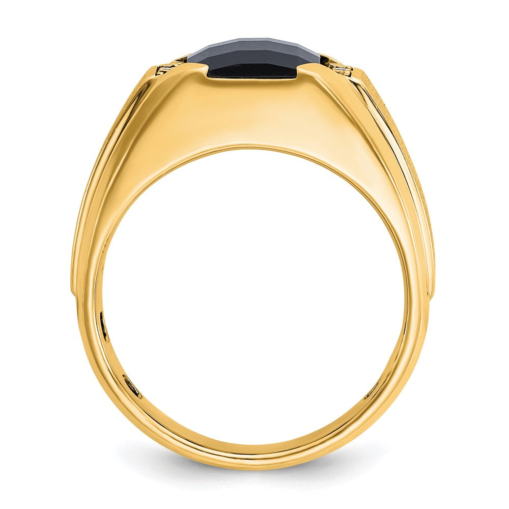 IBGoodman 10k Men's Polished and Satin Onyx and .02 Carat A Quality Diamond Ring