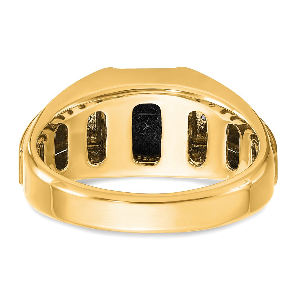 IBGoodman 10k Men's Polished and Satin Onyx and .02 Carat A Quality Diamond Ring